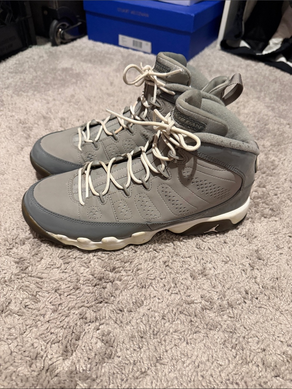 2012 Air Jordan 9 Retro Cool Grey High Top Gray/White Men's Athletic Sneakers